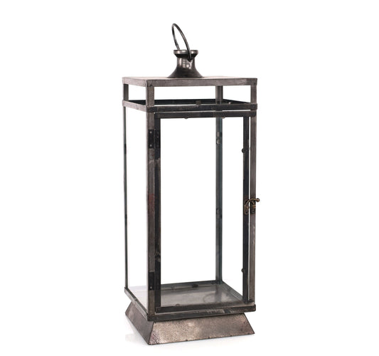 Traditional Farmhouse Black Metal Lantern, 20.5" Tall