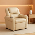 Beige Kids Recliner With Cup Holder For Cozy Seating