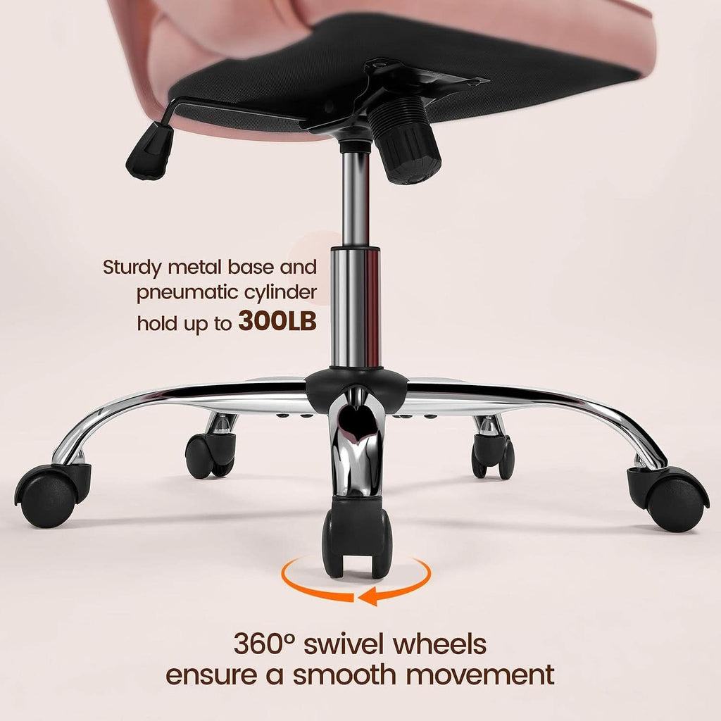 Pink Velvet Desk Chair Backrest Office Chair Modern