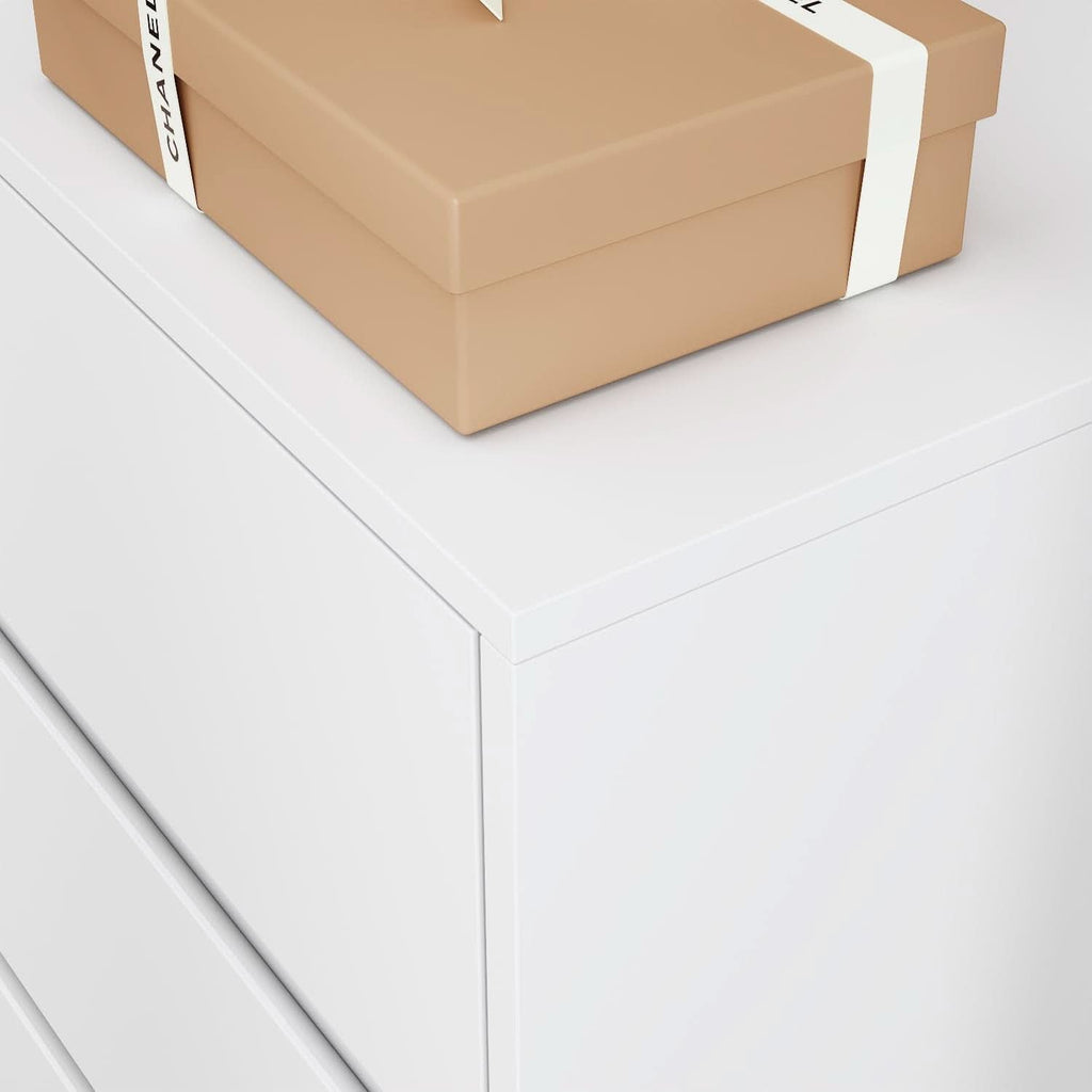 6 Drawer Dresser With Rotatable Tabletop White Home Office