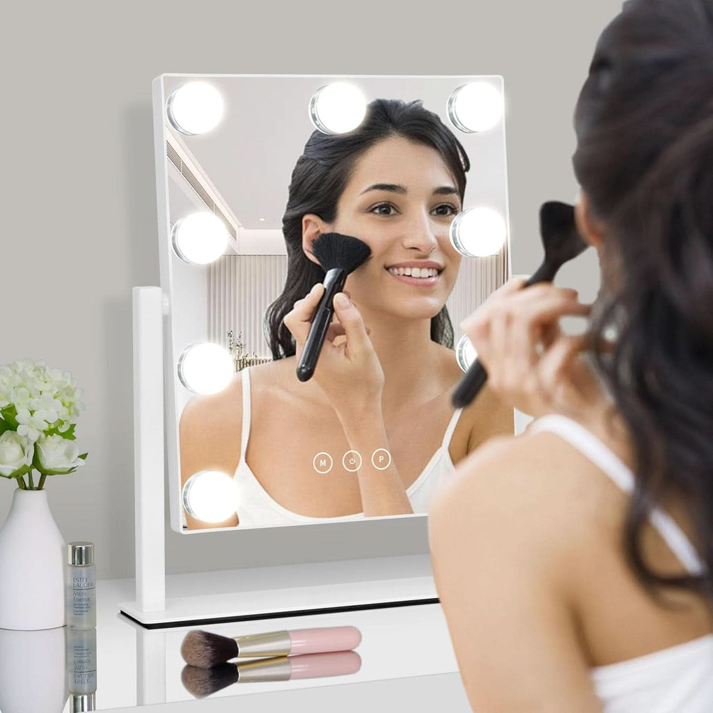 Vanity Mirror With Lights 9 Dimmable Bulbs 3 Color Lighting White