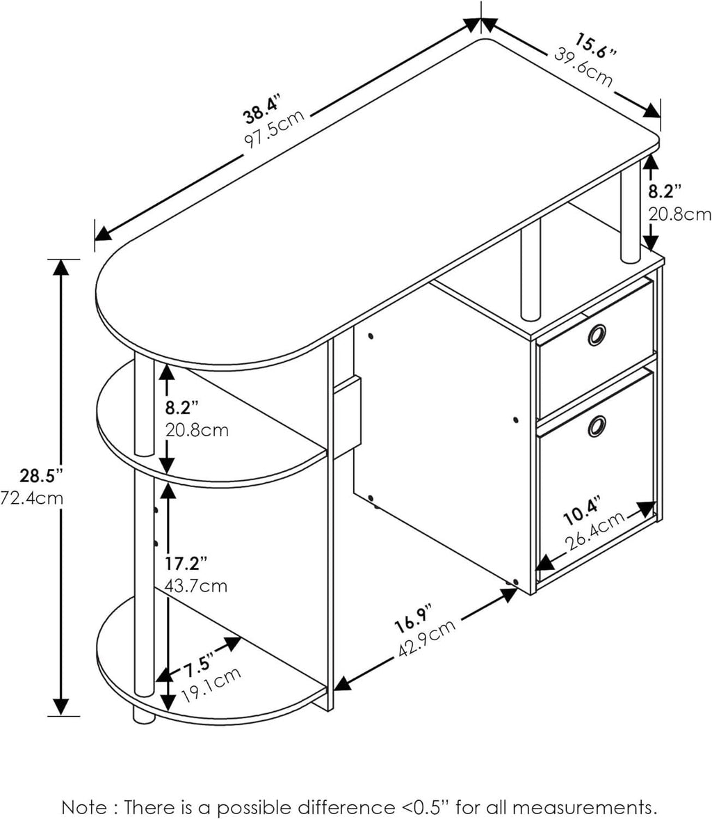 Jaya Computer Study Desk With Storage Americano Chrome