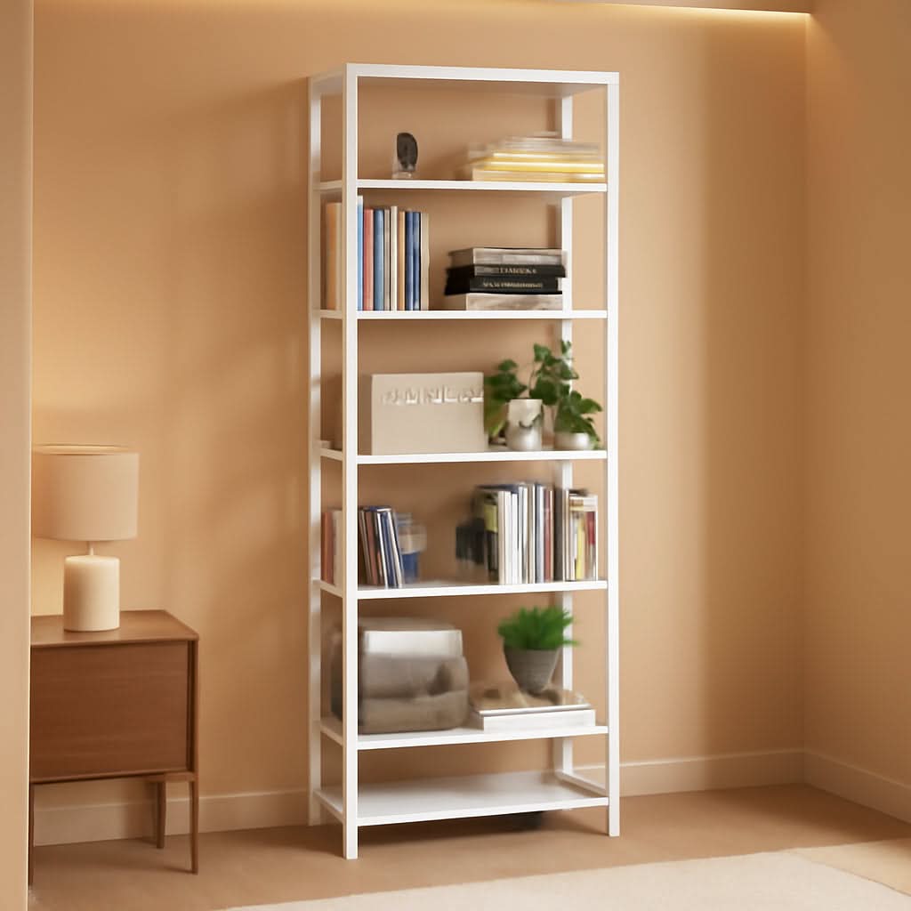 Adjustable 6 Tier Bamboo Bookshelf For Living Room Office Storage