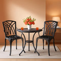 Outdoor Cast Aluminum Bistro Set 3 Piece Table And 2 Chairs Black