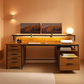 66 Inch Home Office Desk Rustic Brown Durable Construction