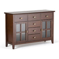 Pine Wood Sideboard Buffet Russet Brown Adjustable Shelves