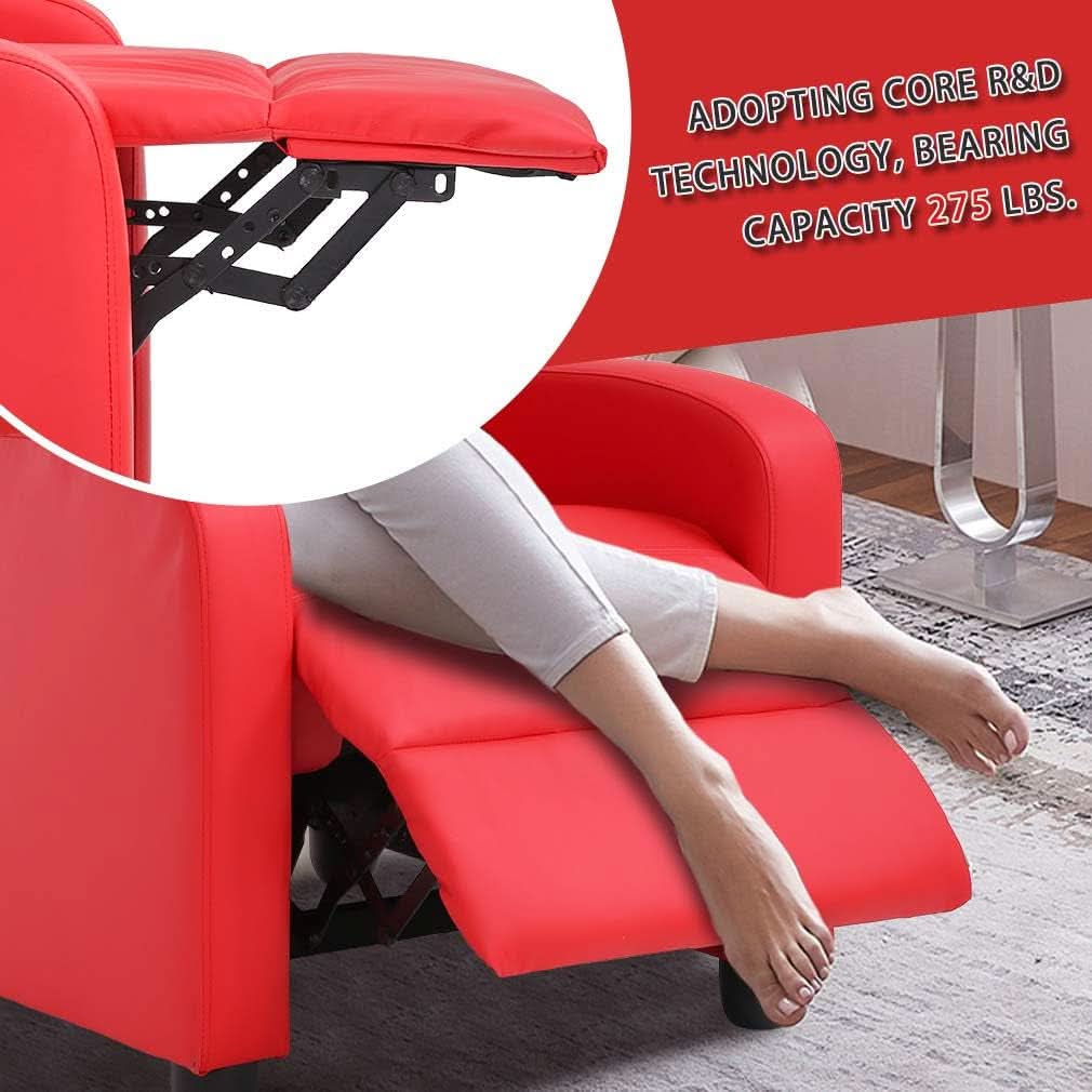 PU Leather Recliner Chair For Living Room With Padded Seat