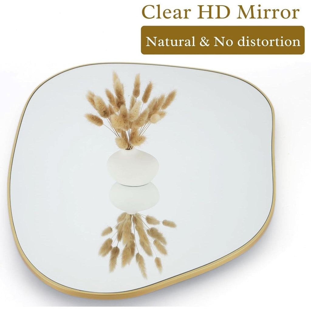 Contemporary Wall Mirror With Gold Frame 32x24 Inches for Living Room
