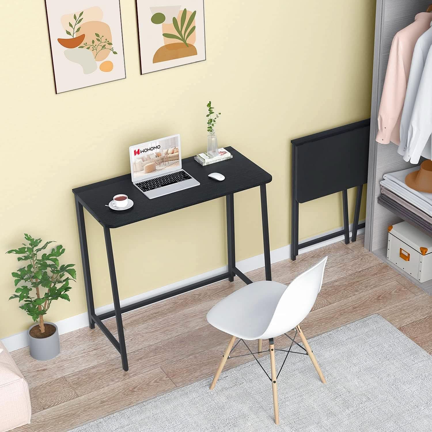 31.5 Inch Folding Computer Desk Black Space Saving