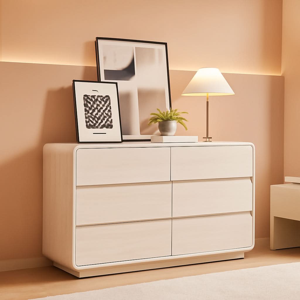 47 Inch White Dresser With Six Drawers Anti Tip Design