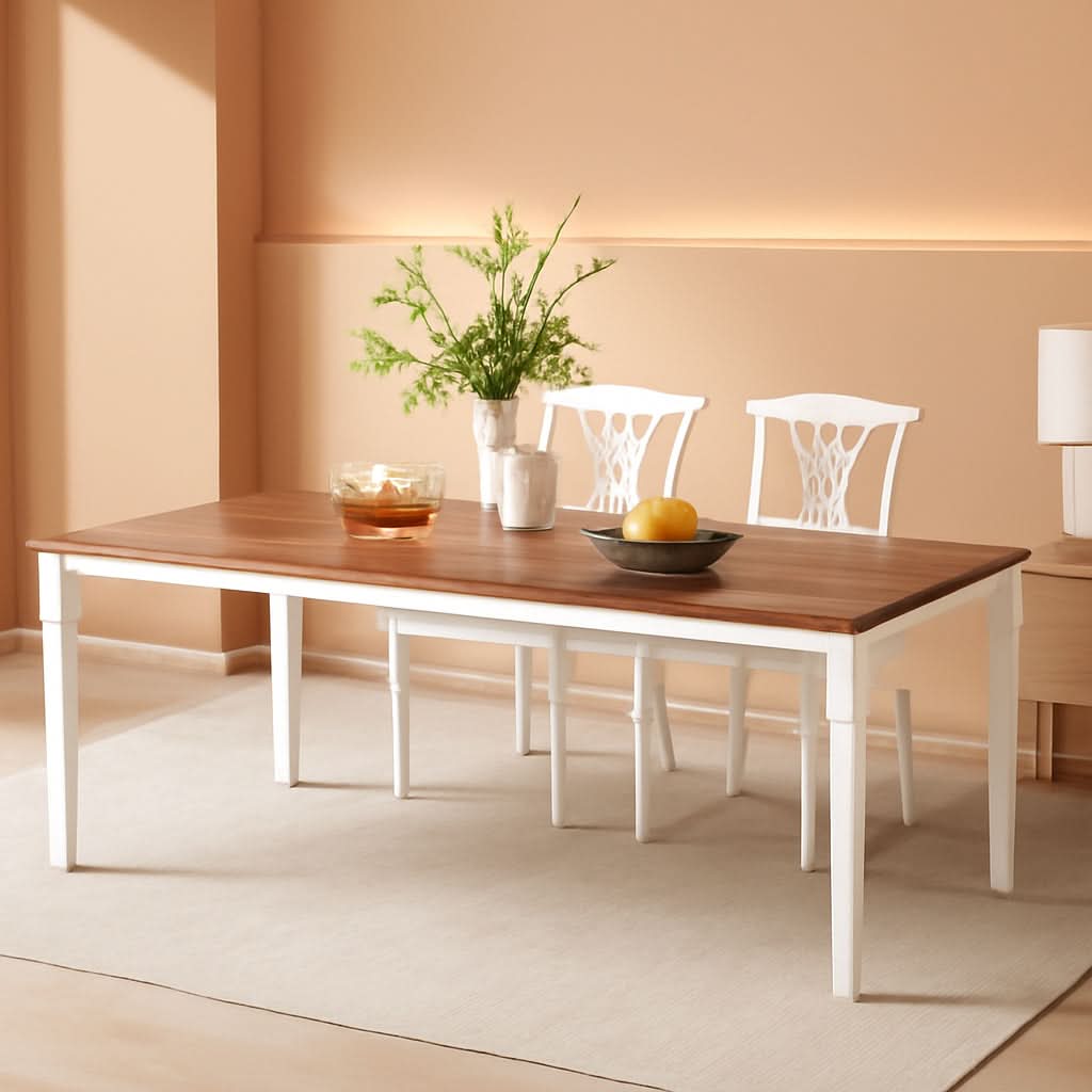 78 Inch Rustic Walnut Dining Table For 6 To 8 People