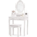 White Vanity Table Set With 360 Degree Rotating Mirror
