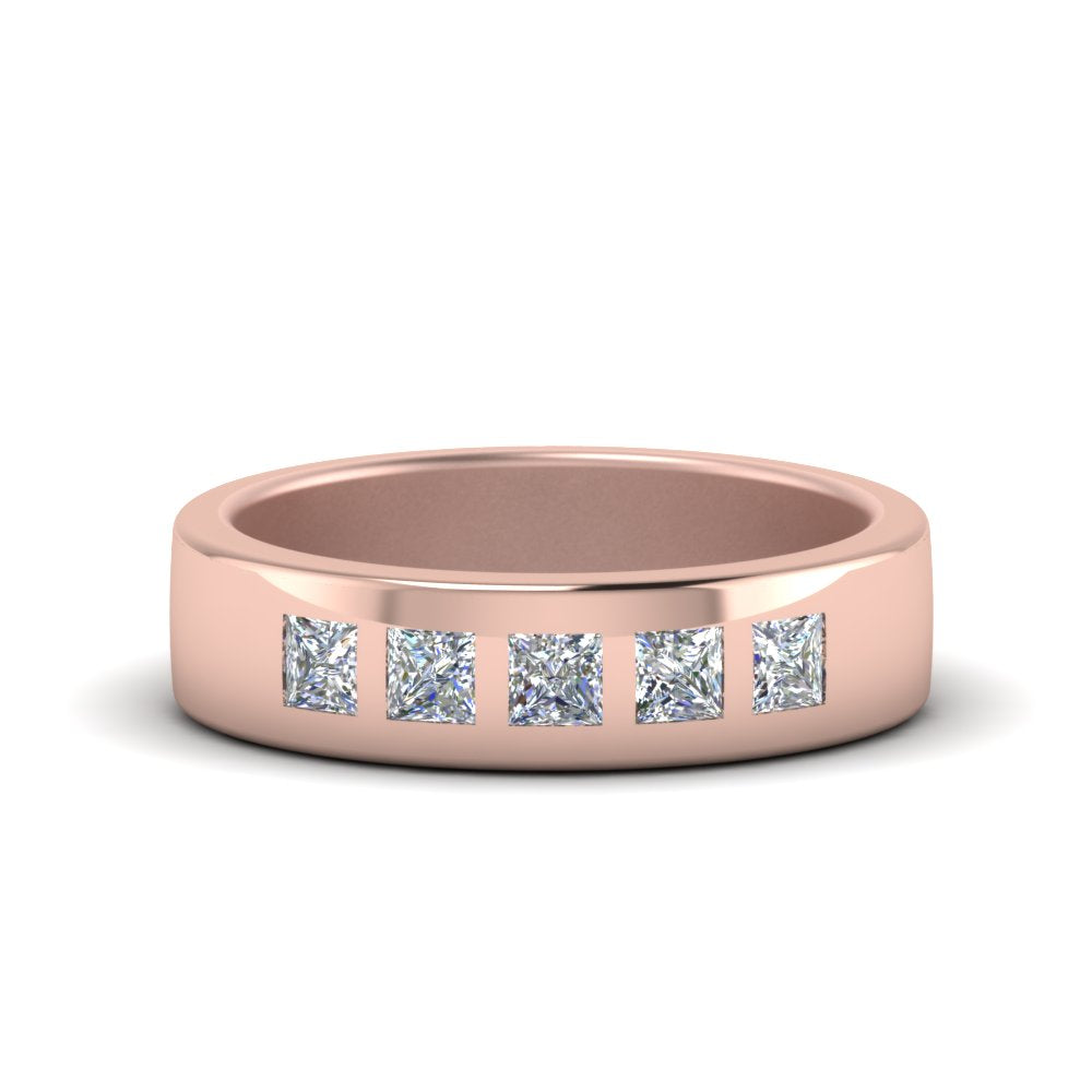 Flat Flush Set Mens Wedding Band