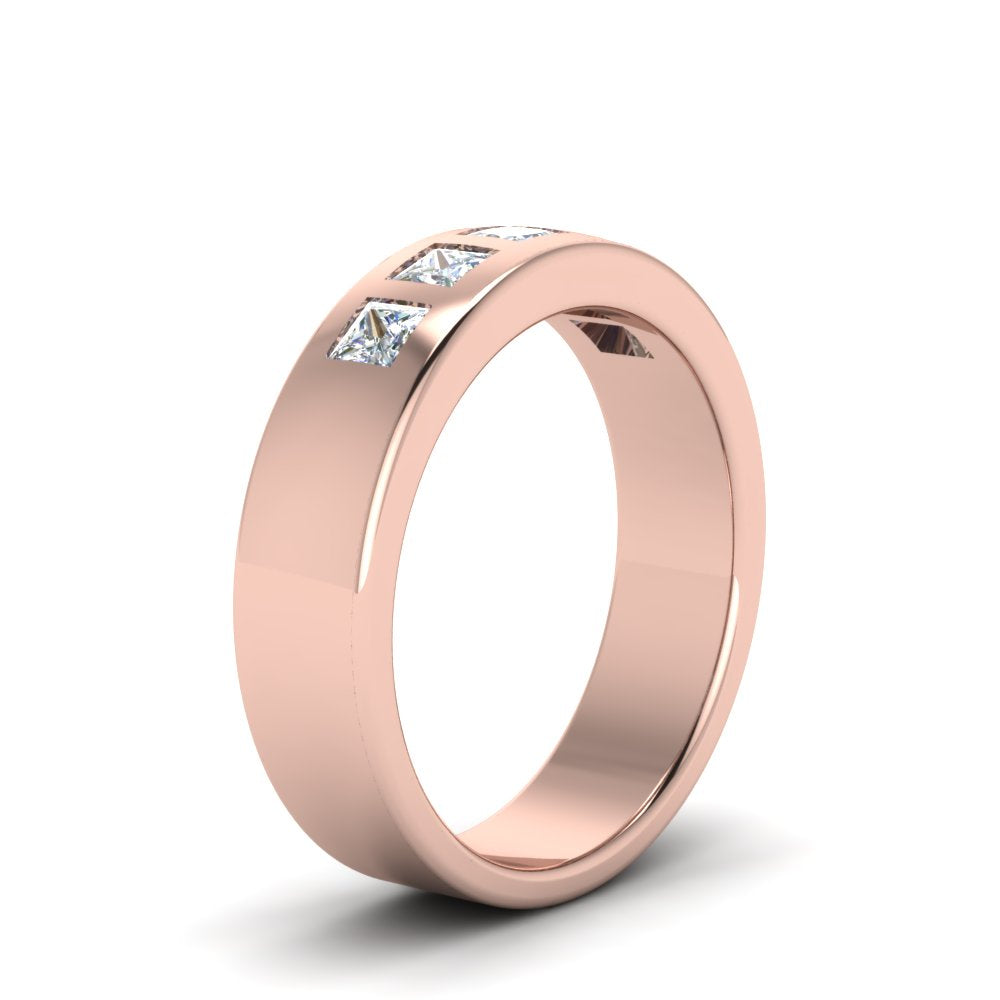 Flat Flush Set Mens Wedding Band