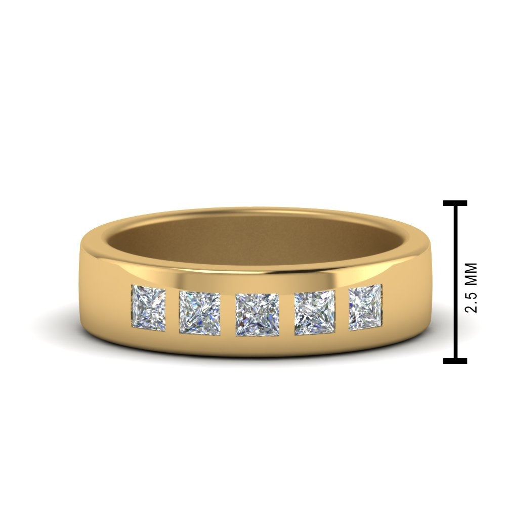 Flat Flush Set Mens Wedding Band