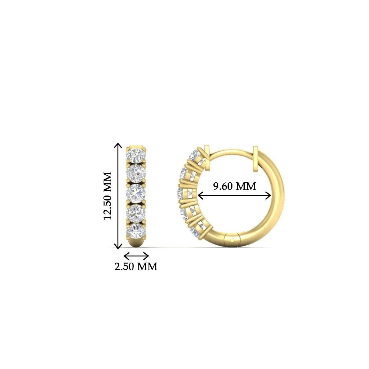 1/2 Carat Stunning Five Stone Huggie Hoops