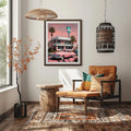 1950 American Riviera Pink Motel Wall Art | Mid-Century Retro Travel Decor