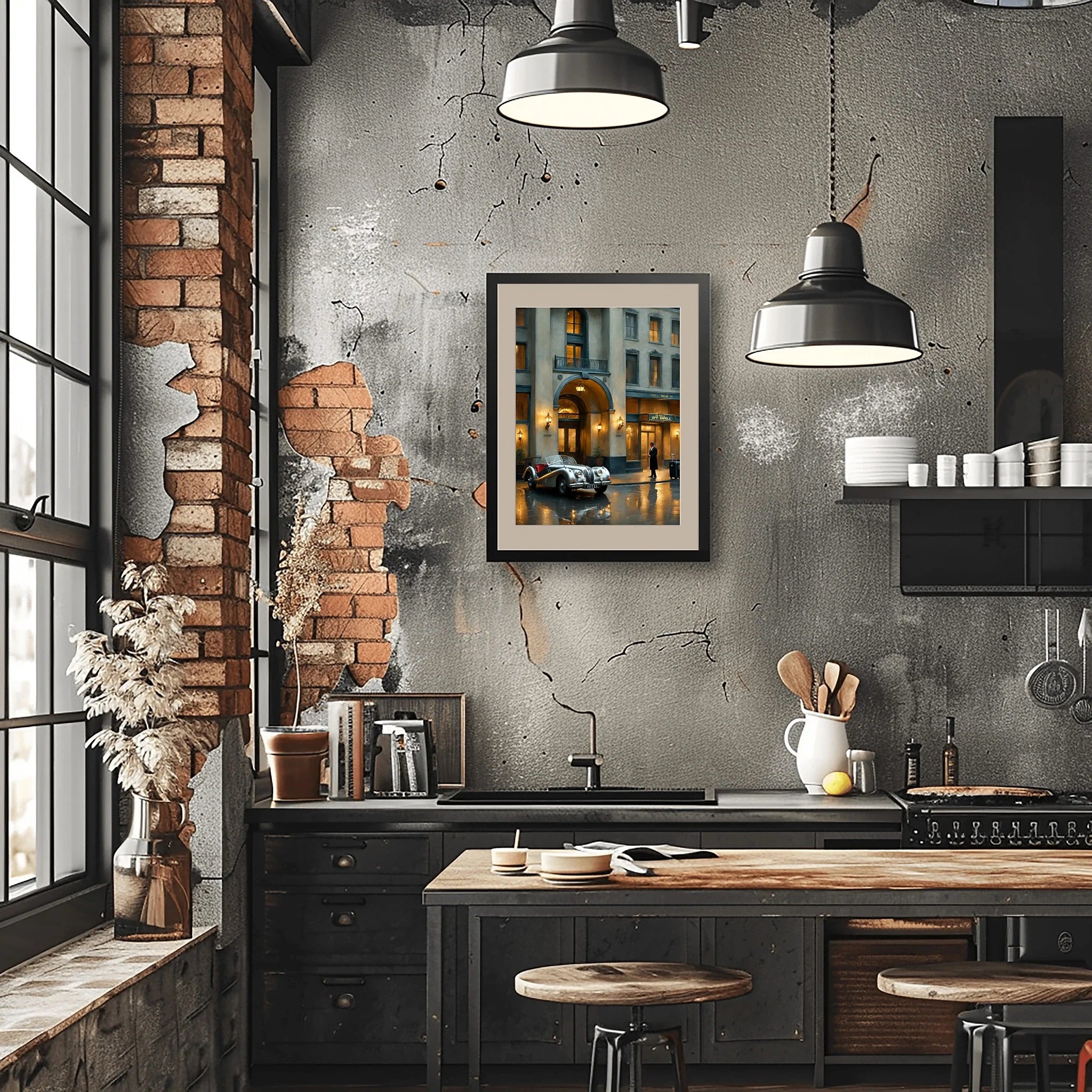 1950 British Racing Roadster Luxury Hotel Wall Art | Classic Automotive Elegance