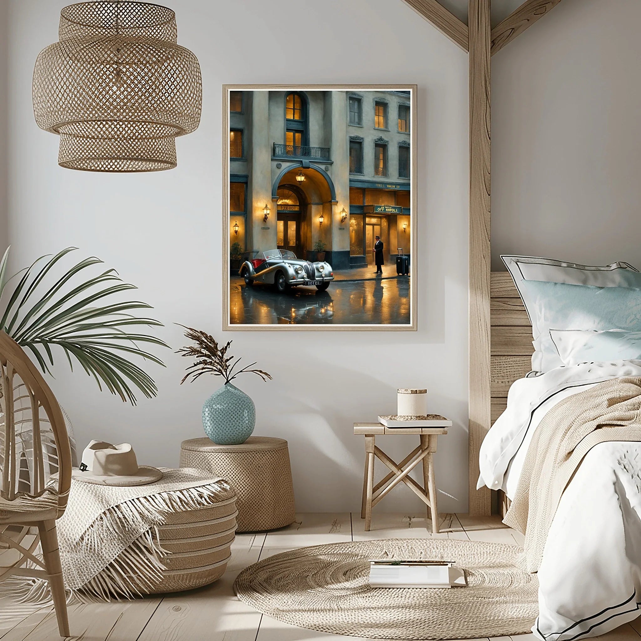 1950 British Racing Roadster Luxury Hotel Wall Art | Classic Automotive Elegance