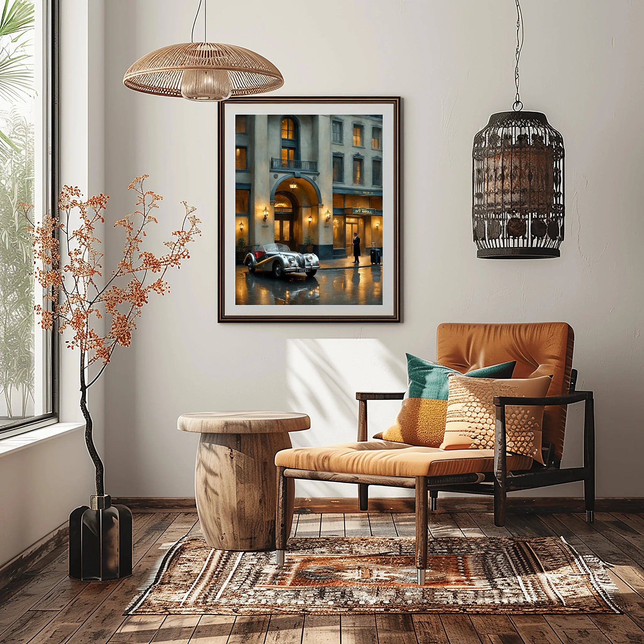 1950 British Racing Roadster Luxury Hotel Wall Art | Classic Automotive Elegance