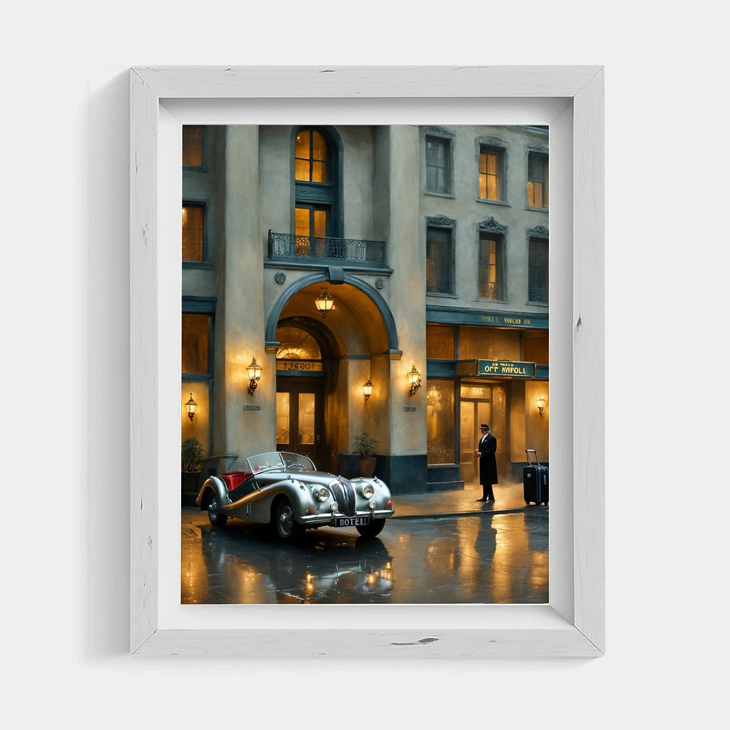 1950 British Racing Roadster Luxury Hotel Wall Art | Classic Automotive Elegance