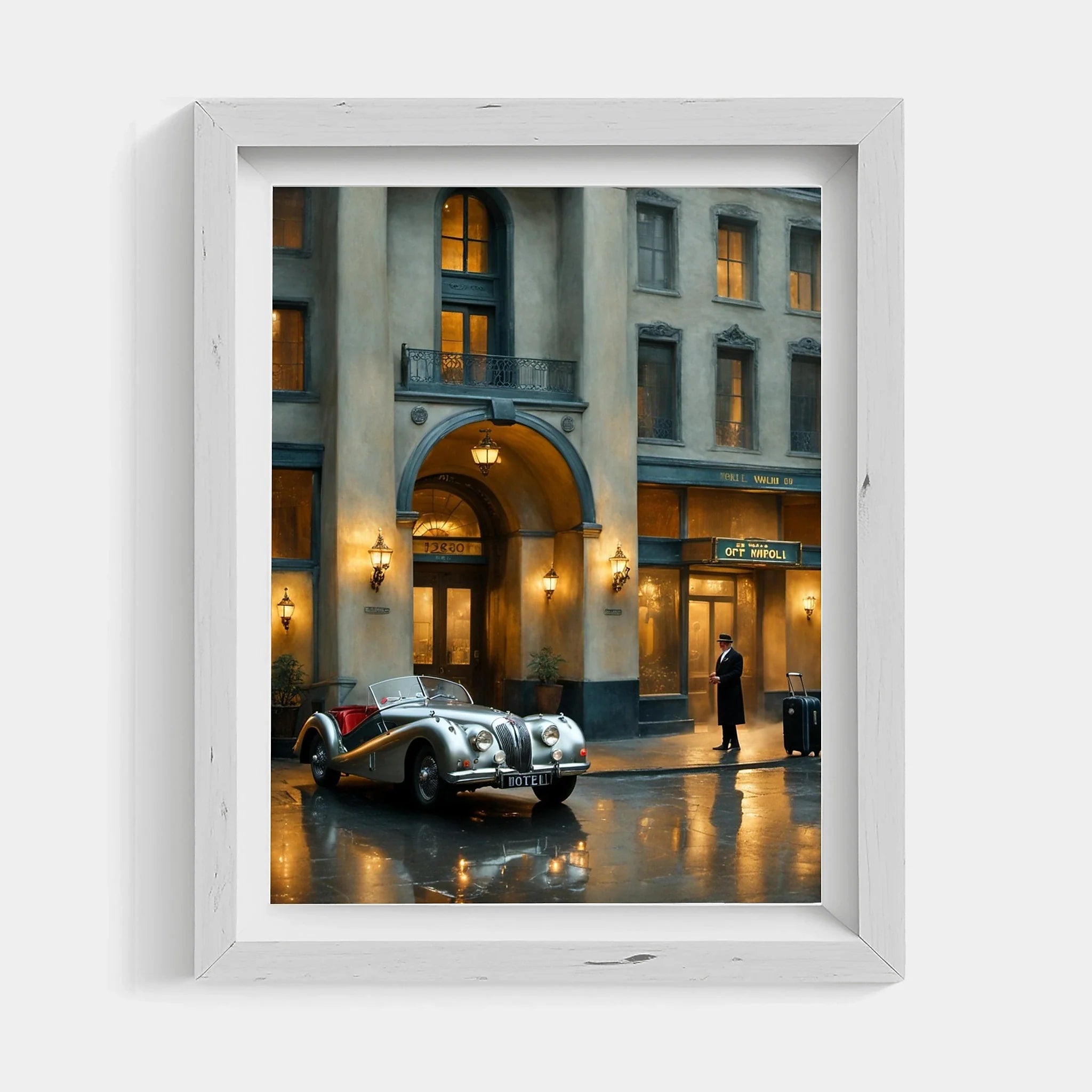 1950 British Racing Roadster Luxury Hotel Wall Art | Classic Automotive Elegance