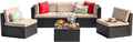 Six Piece Outdoor Rattan Sectional Sofa Set with Cushions