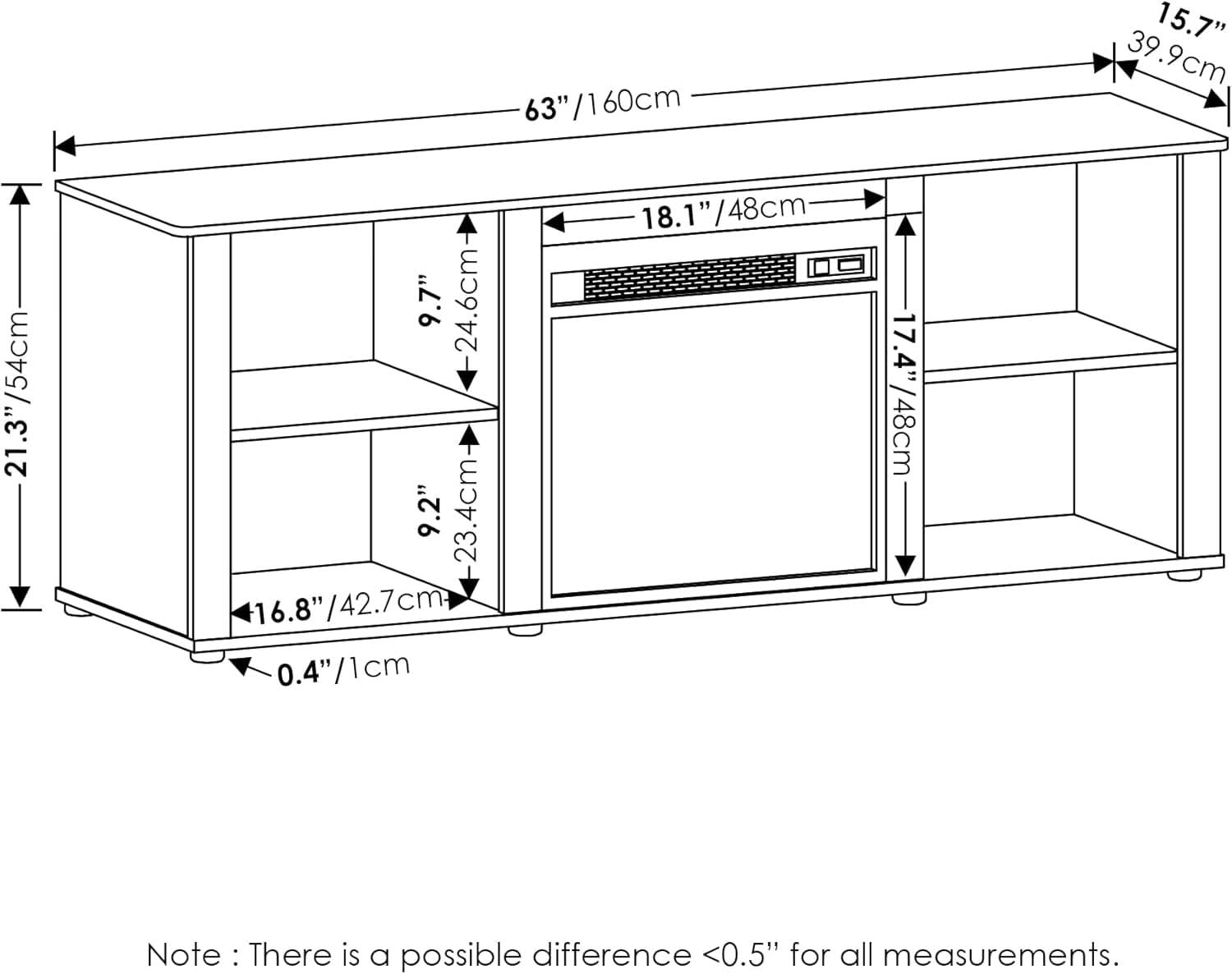 70 Inch TV Stand With Electric Fireplace In French Oak Grey