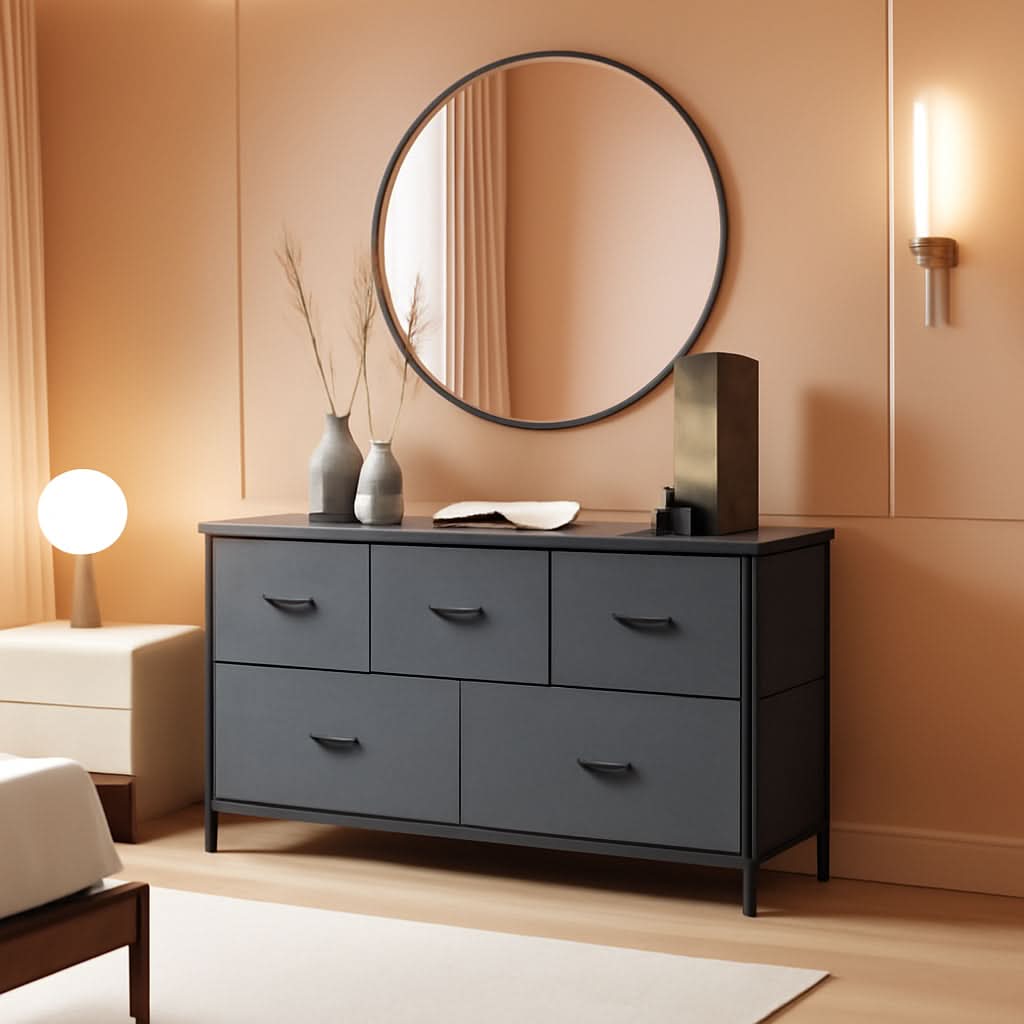 5 Drawer Fabric Dresser Organizer For Bedroom Storage