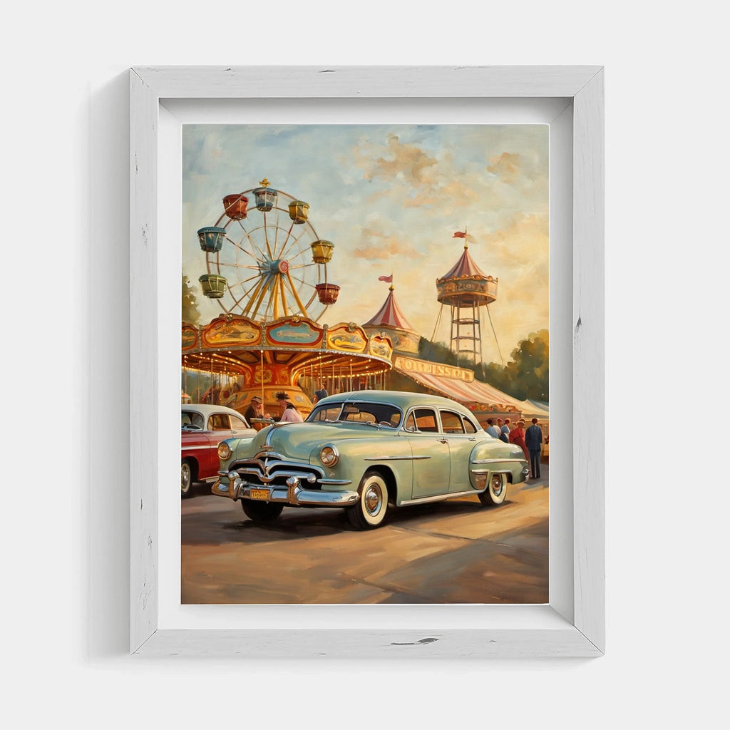 1951 Step-Down Racing Legend Country Fair Wall Art | Retro Festival Automotive Print
