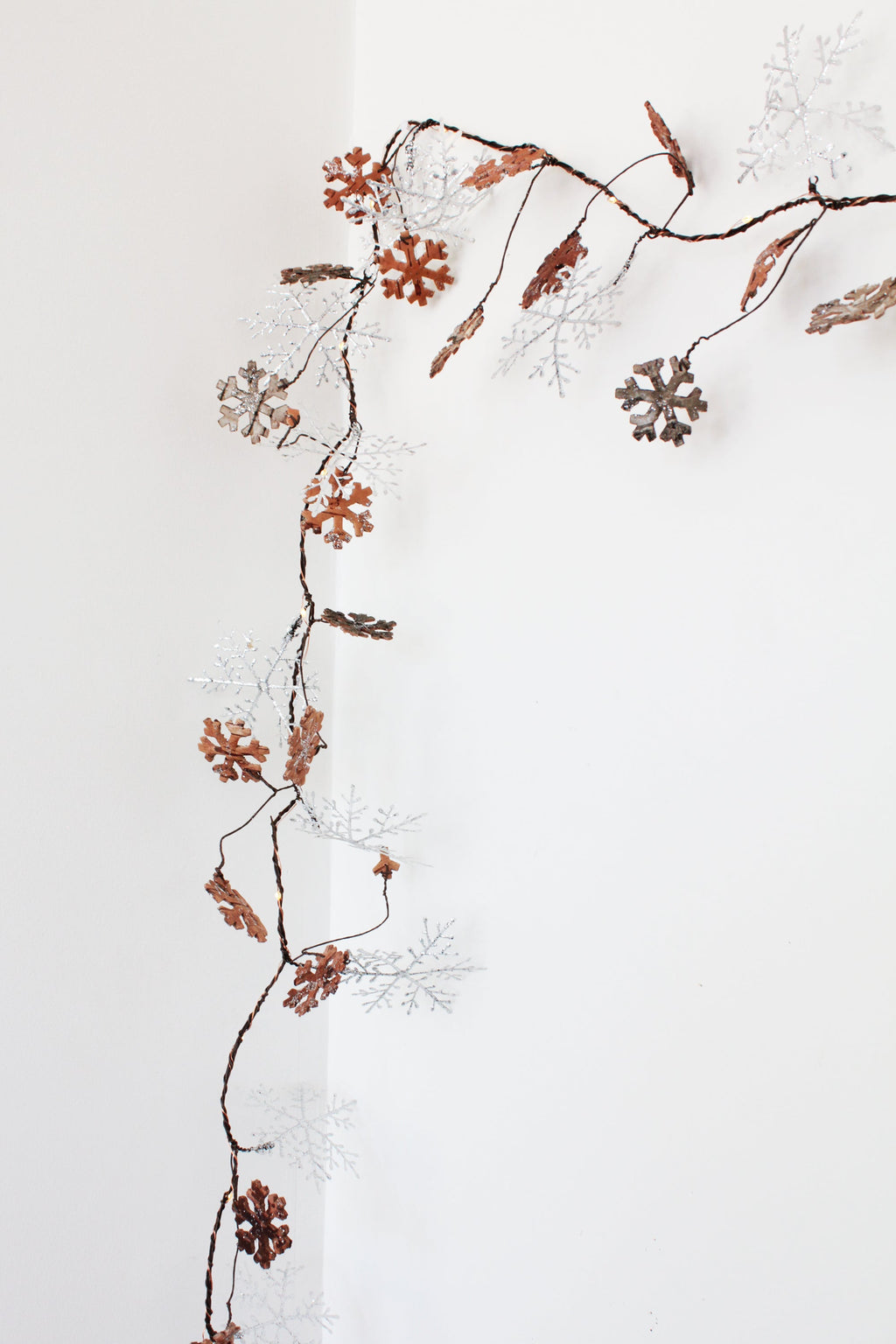Glitter Snowflake Copper Fairy Lights 20 LED