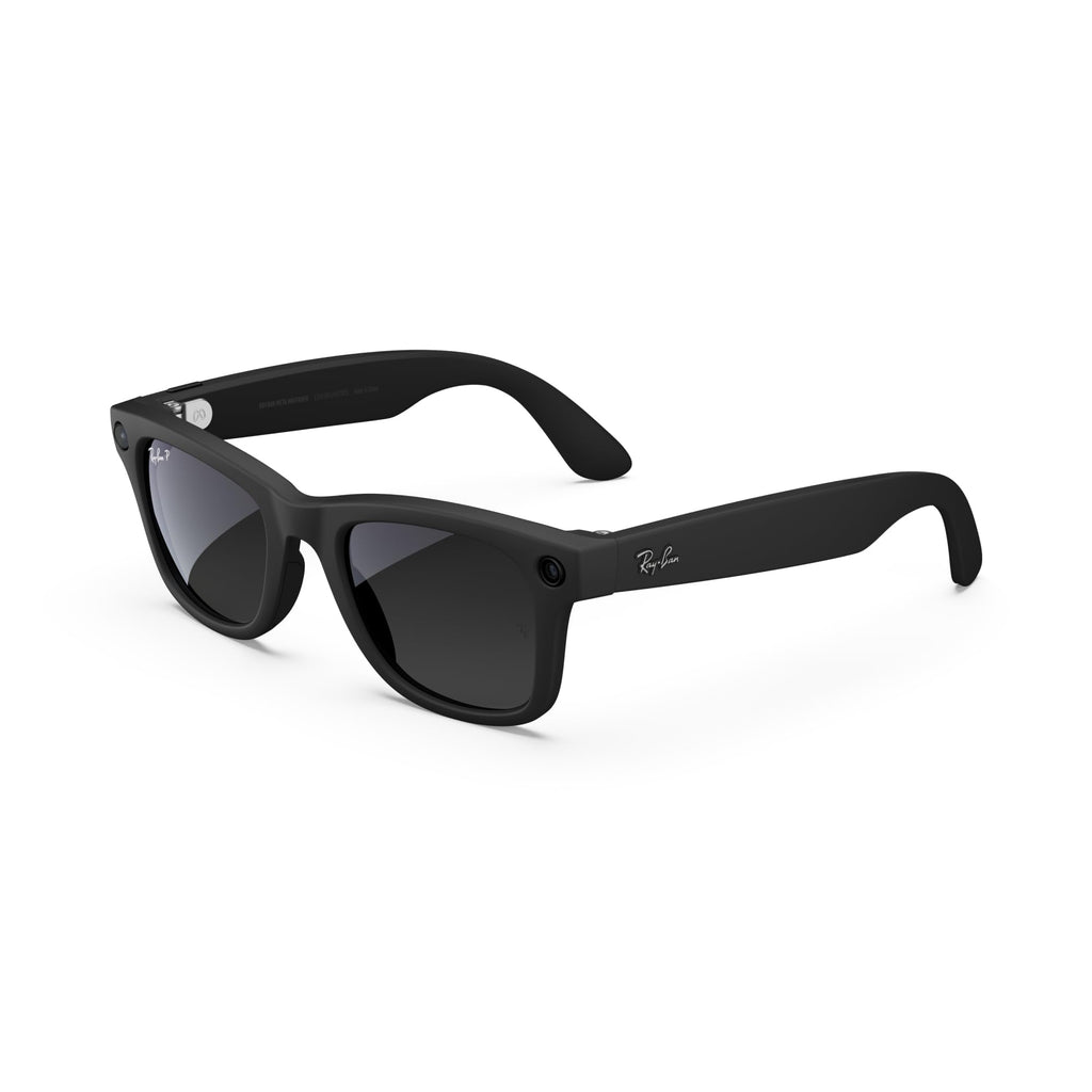 Ray-Ban Meta (Gen 1), Wayfarer, Shiny Black | Smart AI Glasses for Men, Women — 12 MP Ultra-Wide Camera, Open-Ear Speakers for Audio, Video Recording and Bluetooth — Green Lenses — Wearable Technology
