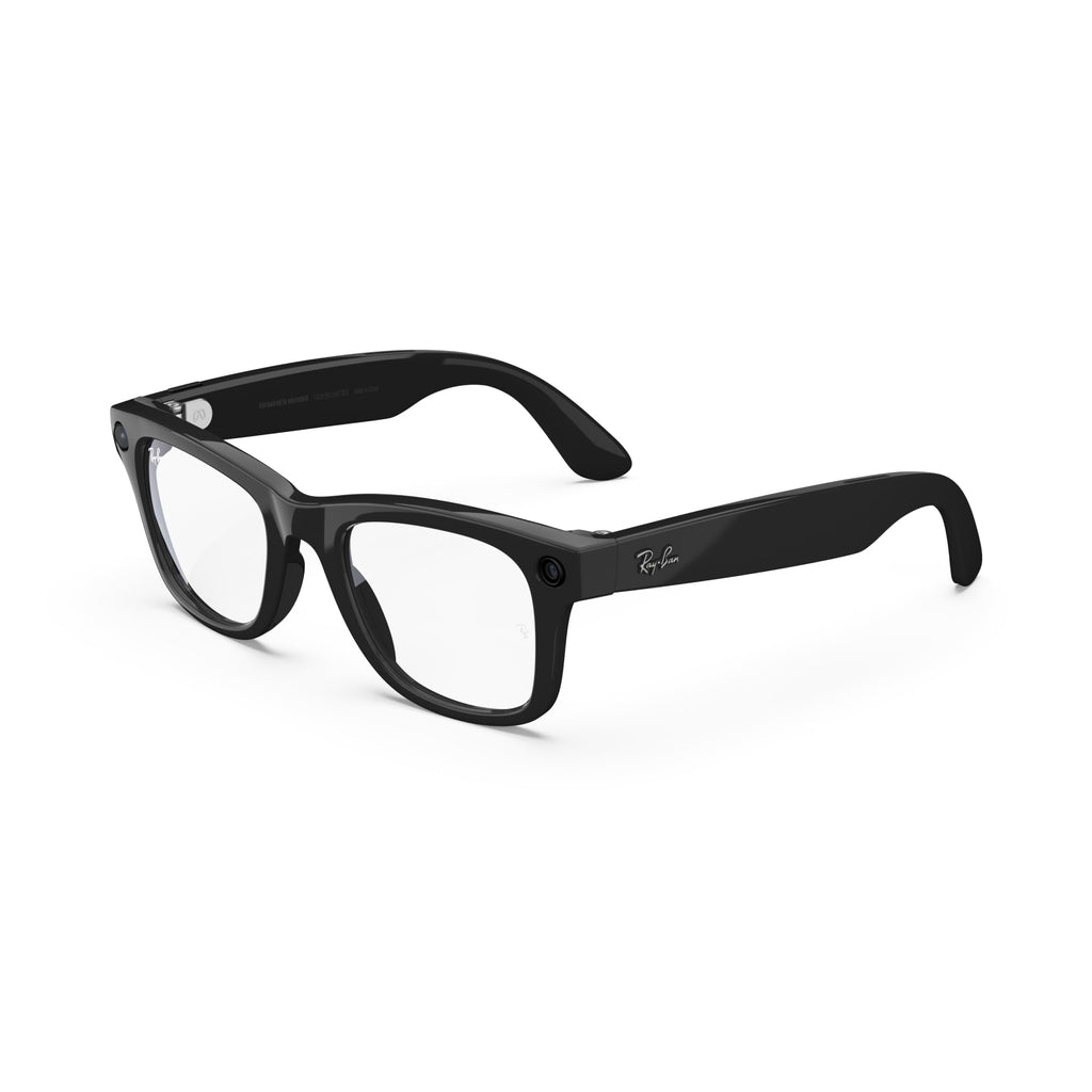 Ray-Ban Meta (Gen 1), Wayfarer, Shiny Black | Smart AI Glasses for Men, Women — 12 MP Ultra-Wide Camera, Open-Ear Speakers for Audio, Video Recording and Bluetooth — Green Lenses — Wearable Technology
