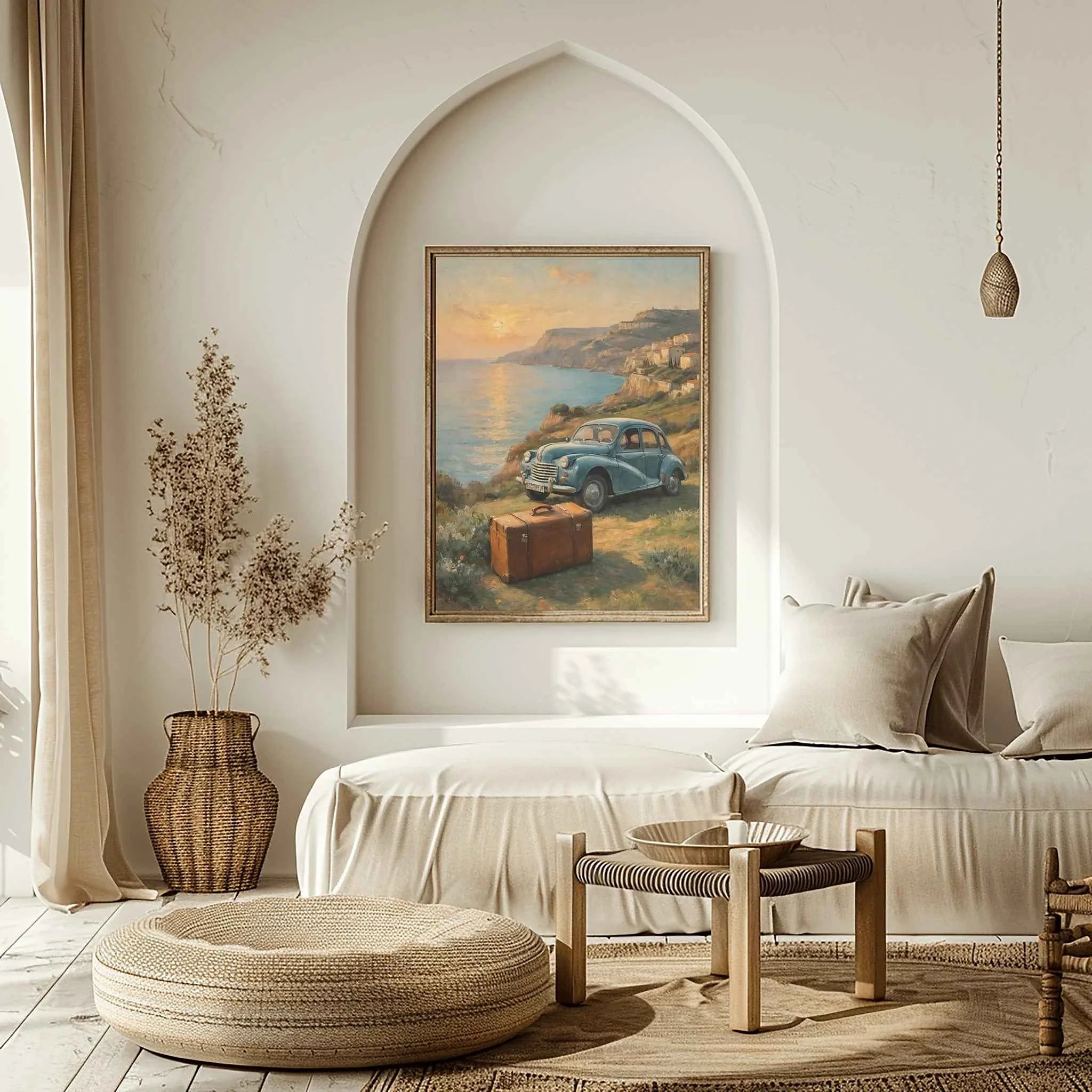 1952 French Economy Pioneer Coastal Sunset Wall Art | Vintage European Style