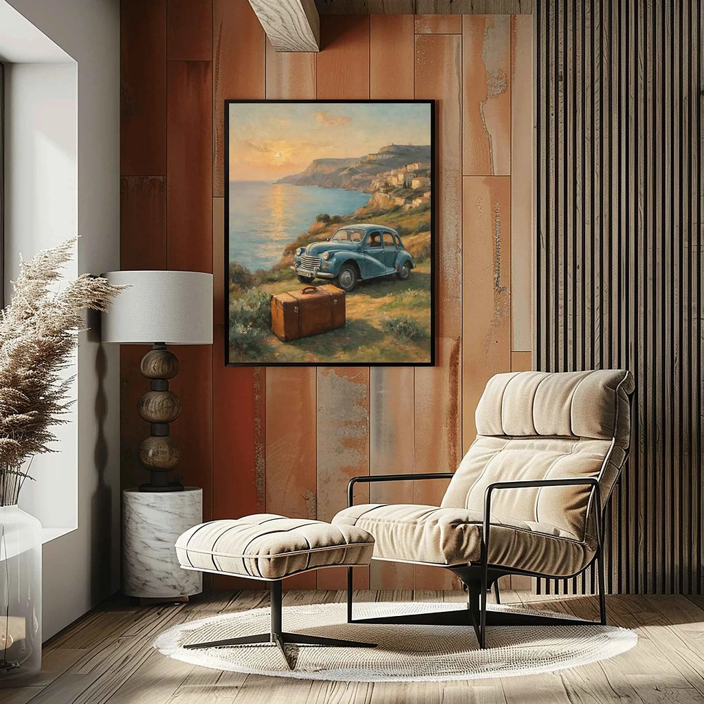 1952 French Economy Pioneer Coastal Sunset Wall Art | Vintage European Style