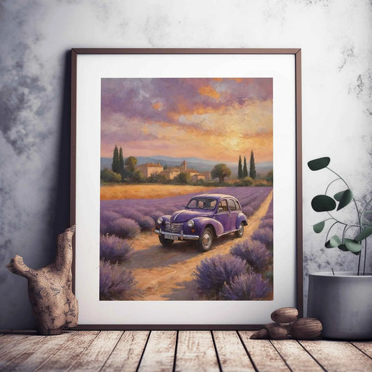 1952 French Economy Pioneer Lavender Field Wall Art | Vintage Provence Decor