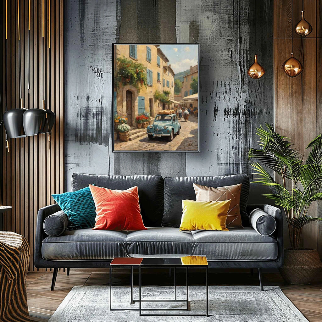 1952 French Economy Pioneer Village Market Wall Art | Vintage Street Life Print