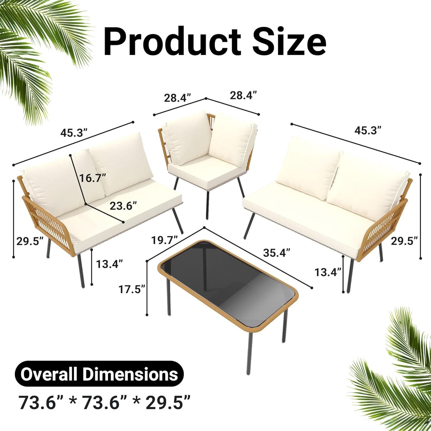 Wicker Patio Furniture Set with Cushions for Outdoor
