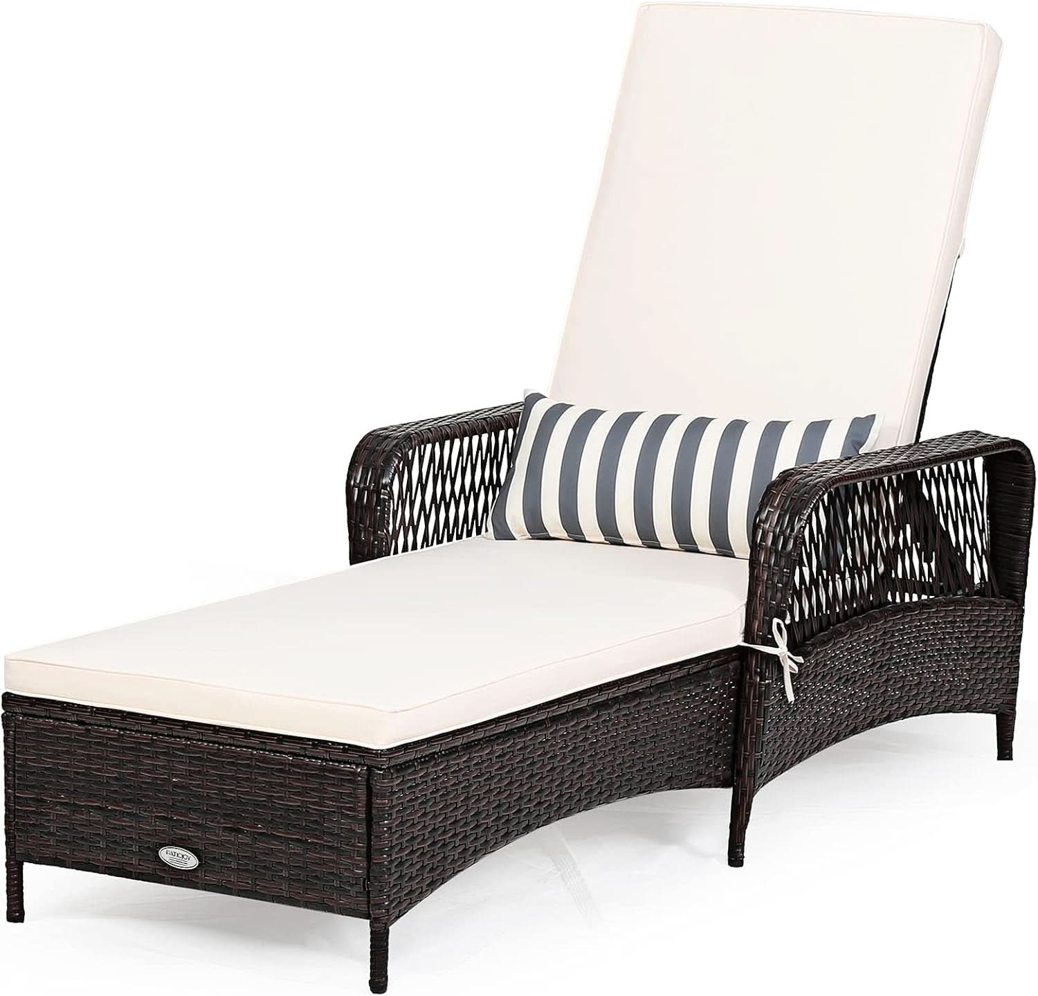 Adjustable Rattan Chaise Lounge Chair for Outdoor Relaxation