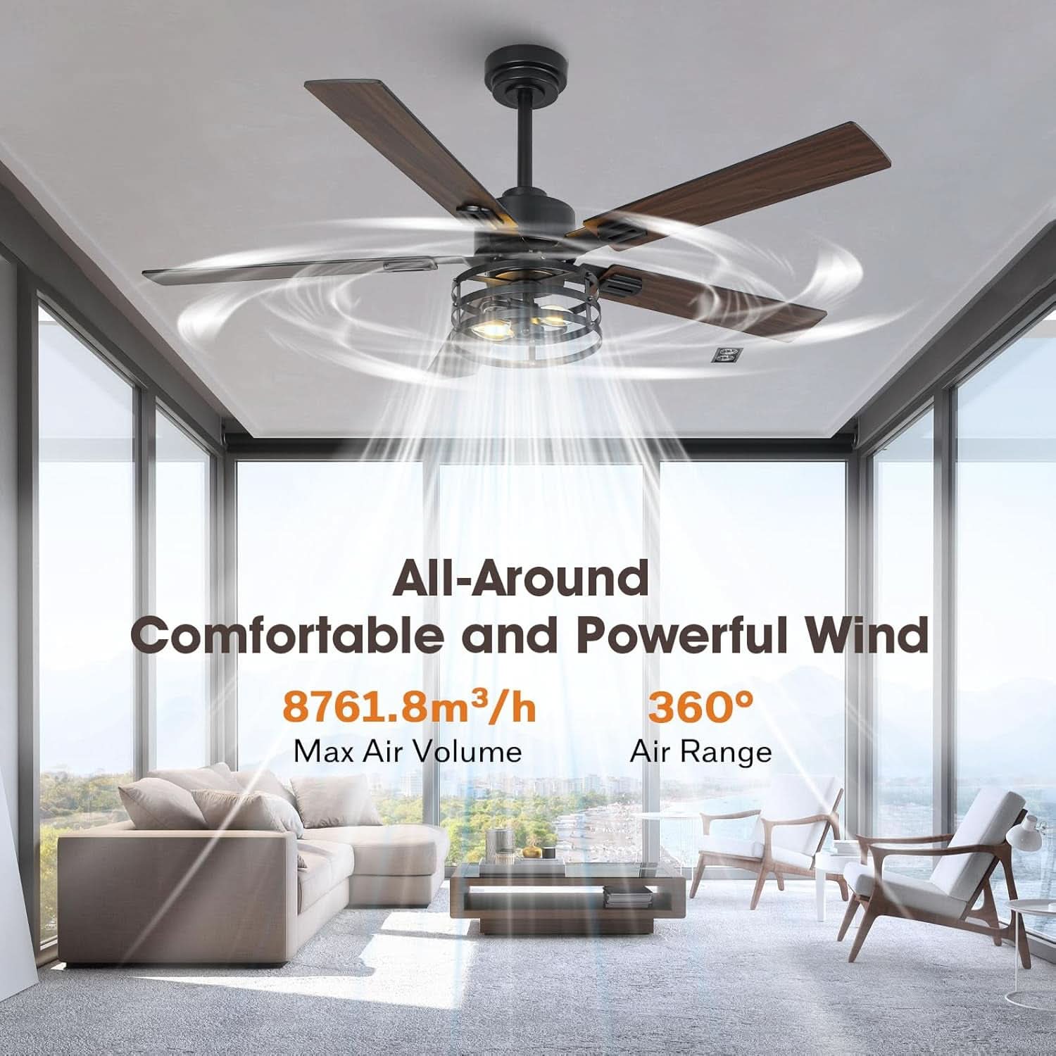 52 Inch Outdoor Ceiling Fan With Remote And Lights