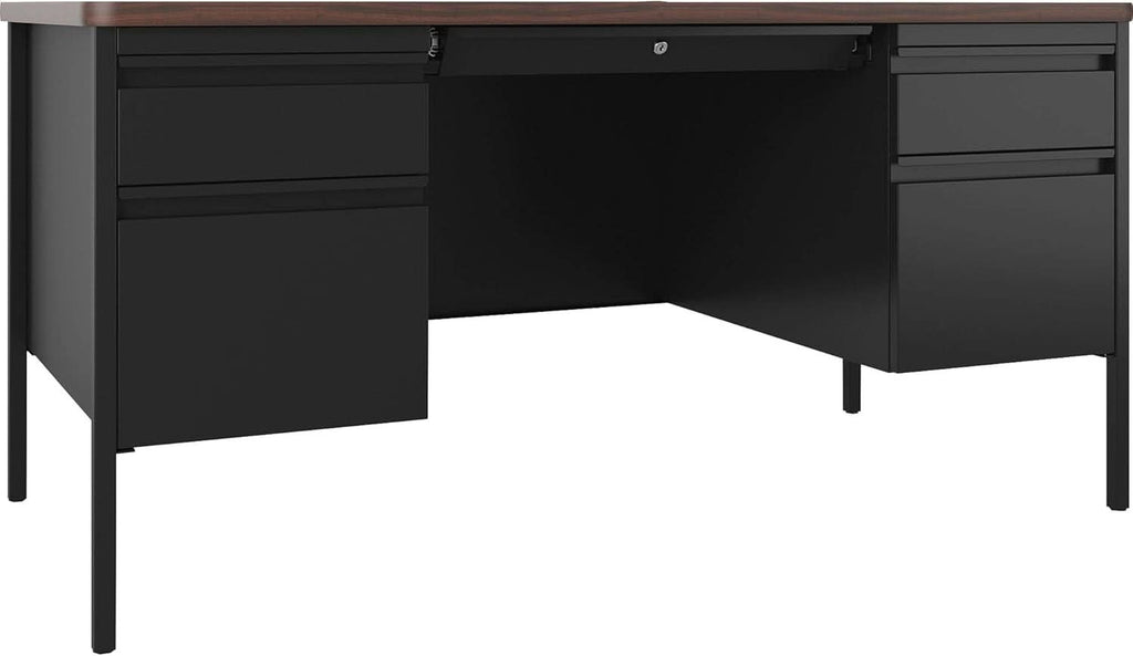 Fortress Series Walnut Top Teacher's Desk With Storage