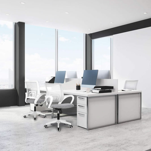 Ergonomic Grey Office Chair With Lumbar Support Mesh