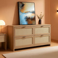 60.8 Inch Dresser Caramel Oak Finish With 7 Drawers