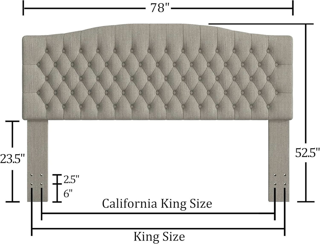 Upholstered King Headboard with Tufted Design and Legs