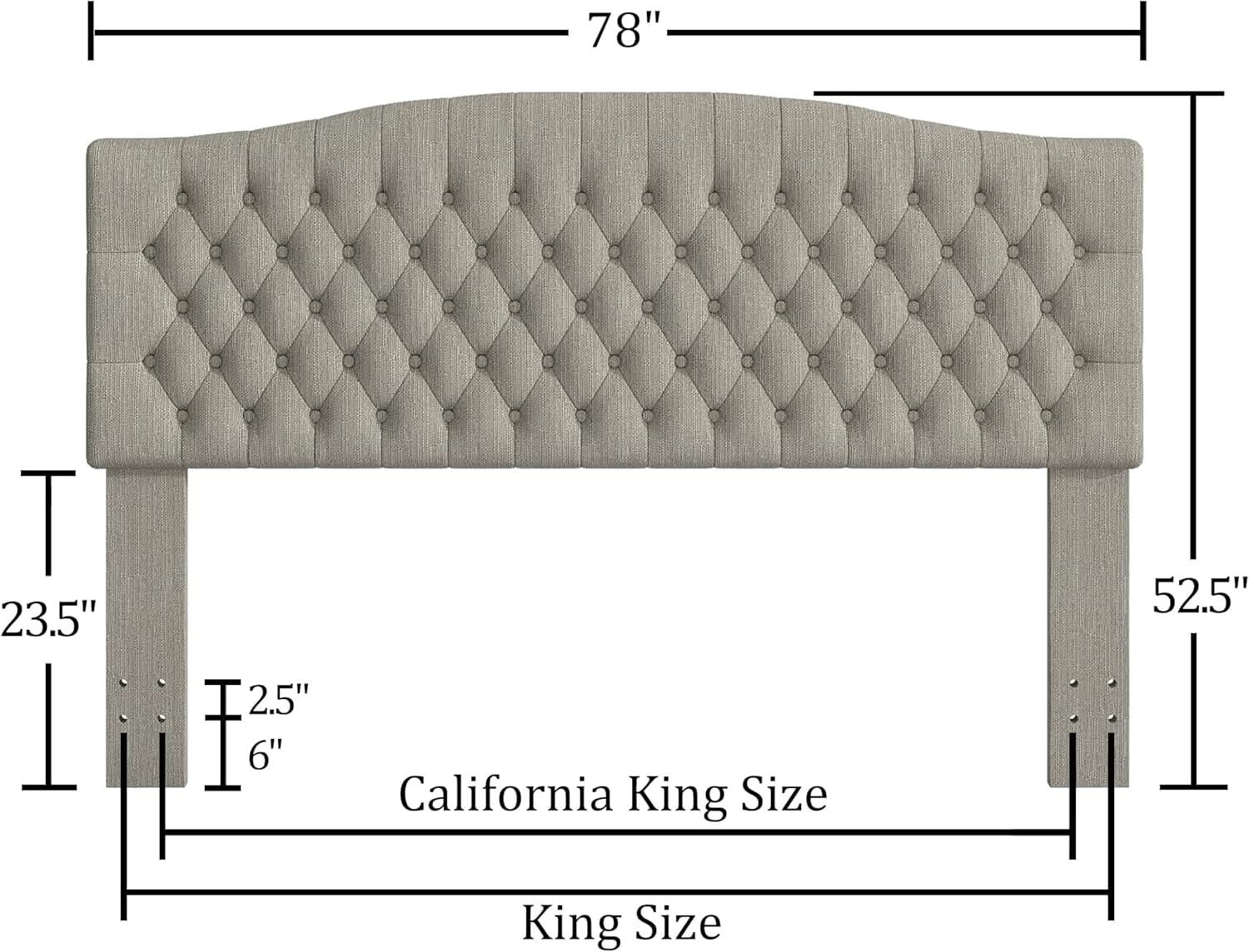 Upholstered King Headboard with Tufted Design and Legs