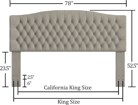 Upholstered King Headboard with Tufted Design and Legs