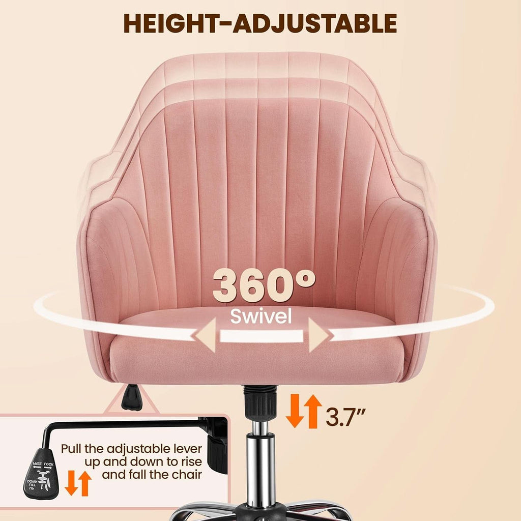Pink Desk Chair With Adjustable Height For Home Office