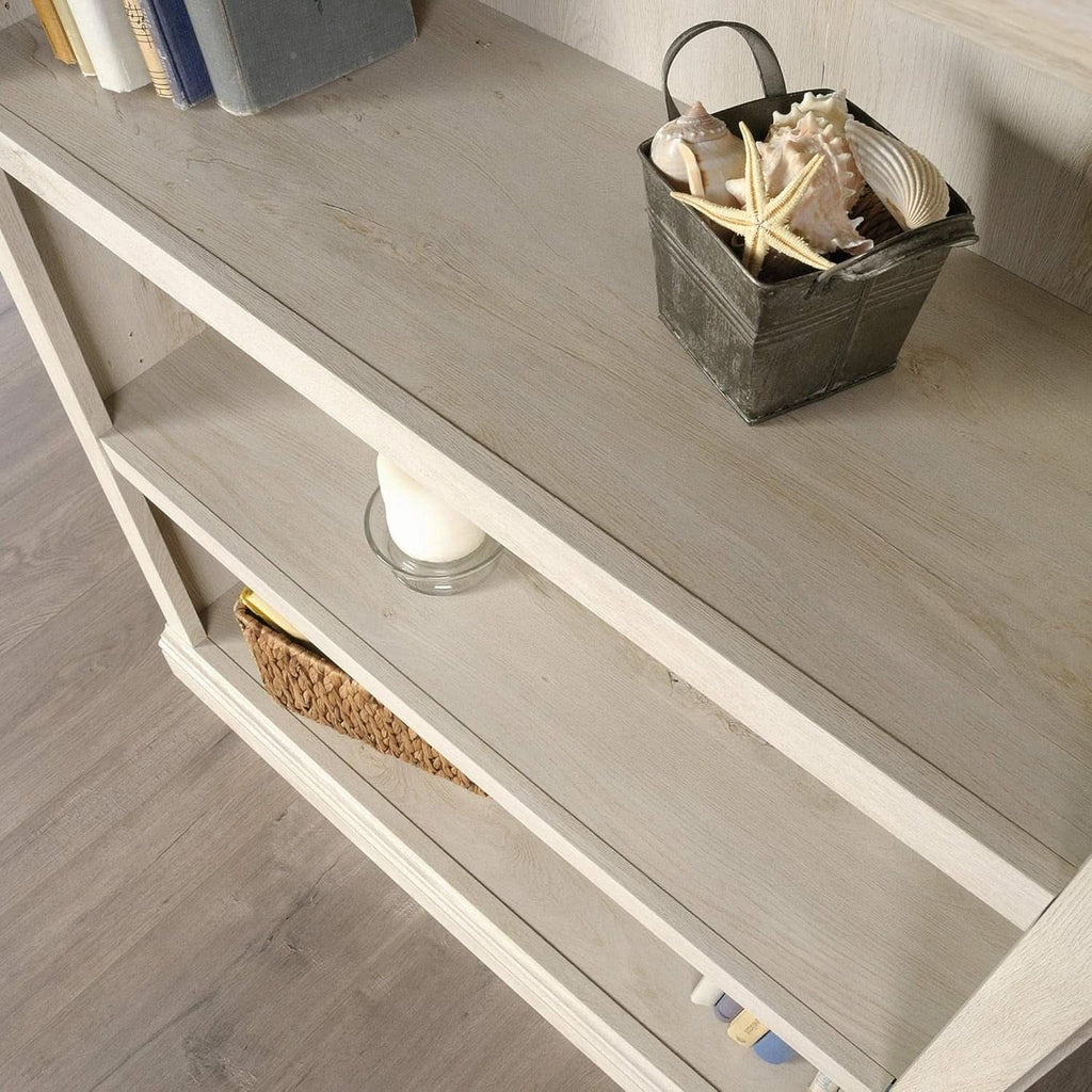 Three Shelf Bookcase Chalked Chestnut Finish With Adjustable Shelves