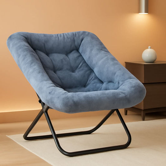 Oversized FauxFur Folding Lounge Chair Charcoal Gray