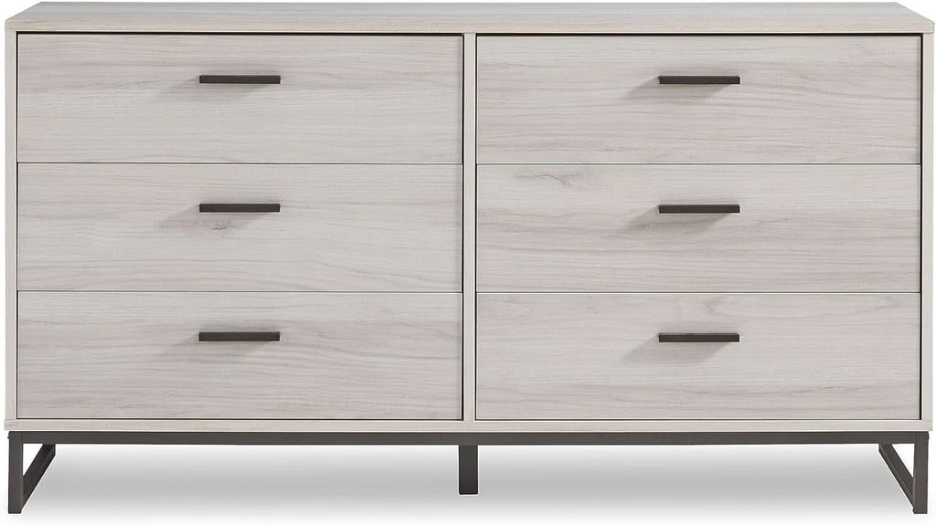 Socalle 59 Inch Beige 6 Drawer Dresser Engineered Wood